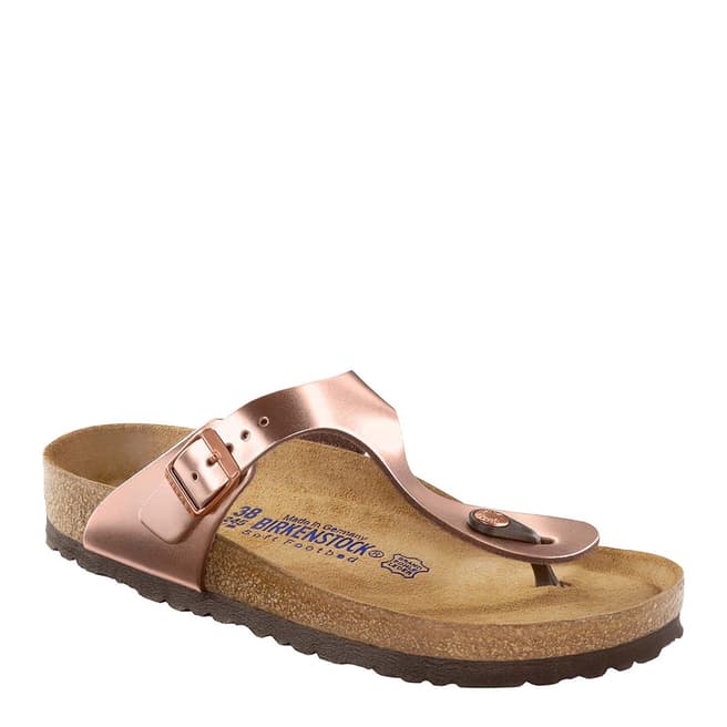 Birkenstock Metallic Copper Leather Gizeh Sandals