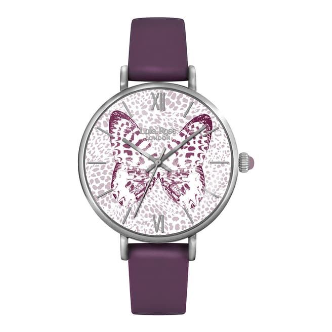 Lola Rose Butterfly Printed Dial Purple Strap Watch