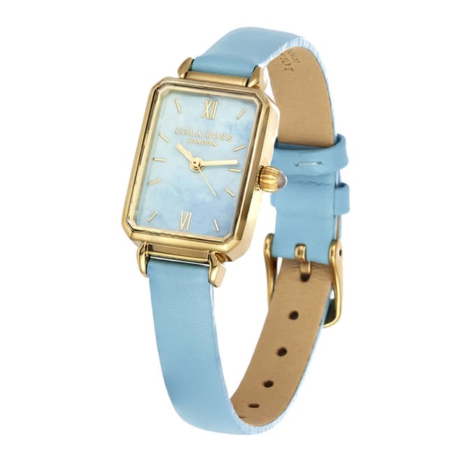 Lola Rose Blue Aquamarine & Pale Aqua Soft Leather Strap Watch