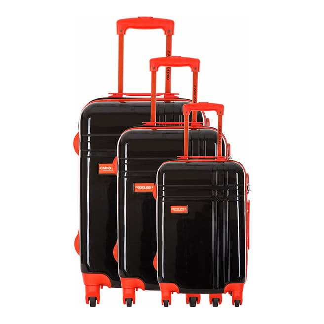 Travel One Black 8 Wheel Broadwood Suitcase Set of 3