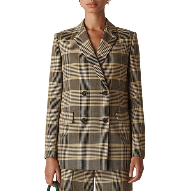 WHISTLES Multi Check Double Breasted Blazer