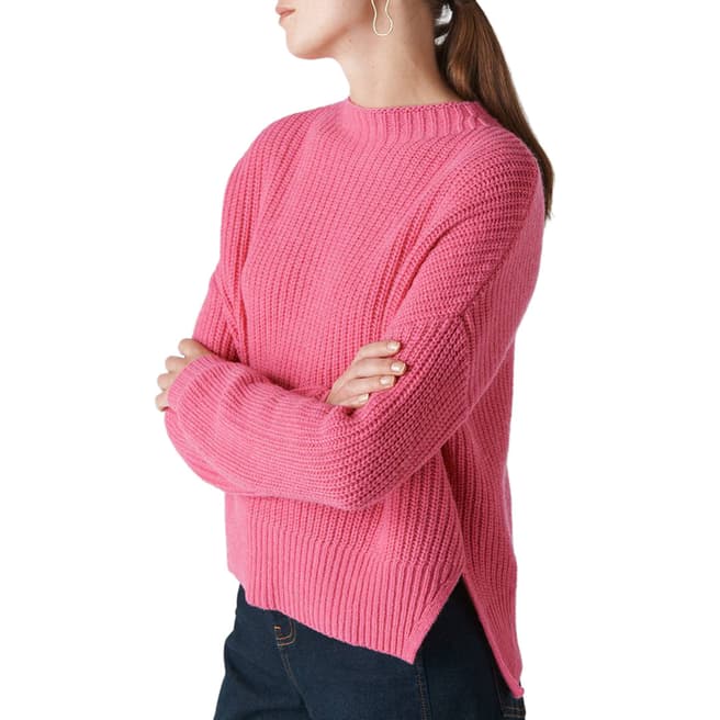 WHISTLES Pink Ribbed Oversized Jumper