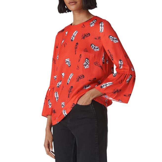 WHISTLES Multi Millie Feather Frill Top