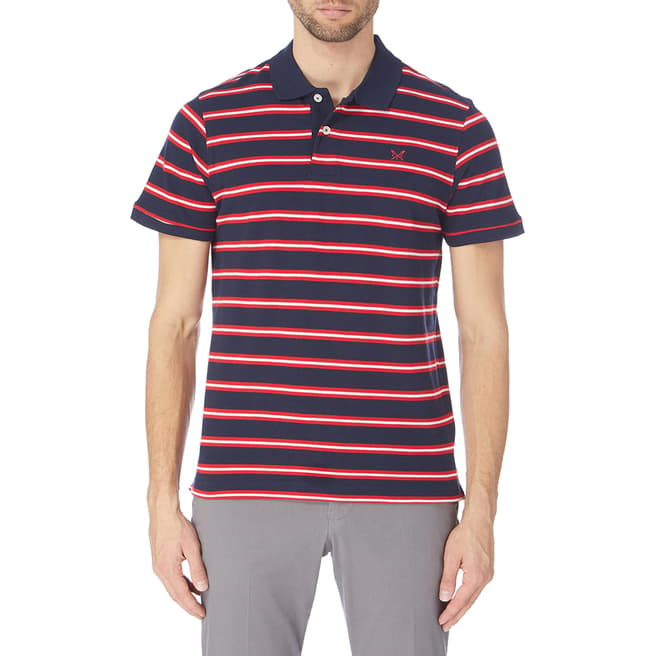 Crew Clothing Navy/Red/White Camborne Stripe Jersey Polo 
