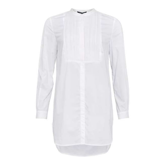 French Connection White Southside Cotton Pleat Shirt