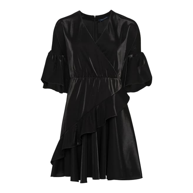 French Connection Black Ellette Shimmer Wrap Dress