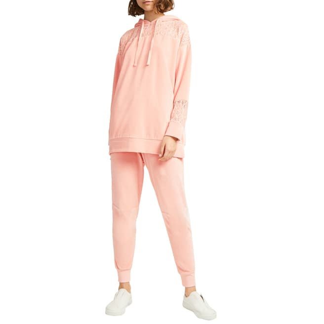 French Connection Pink Ruthie Velour Jersey Hoodie