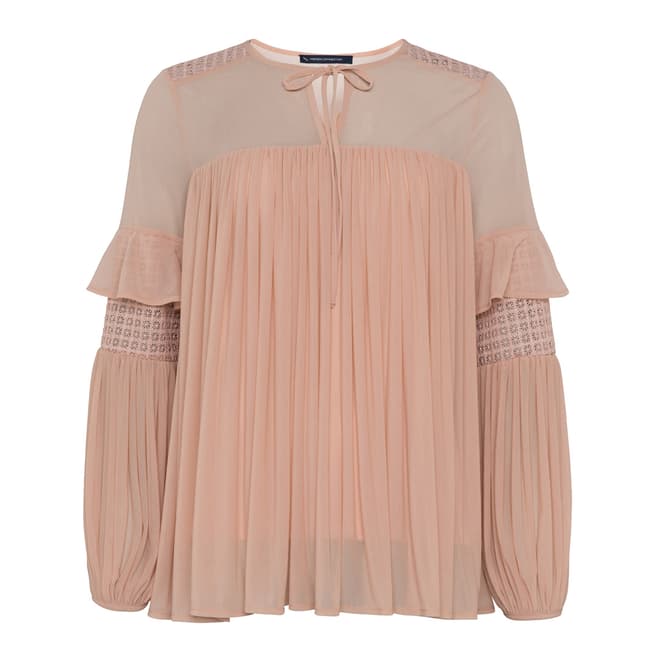 French Connection Beige Zana Sheer Blouse