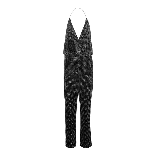 French Connection Black/Silver Clara Embellished Jumpsuit