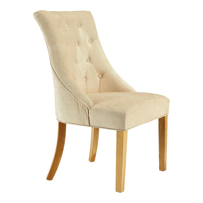 Serene Furnishings 2 X Hampton Pair Of Pearl Fabric Dining Chairs With Oak Legs