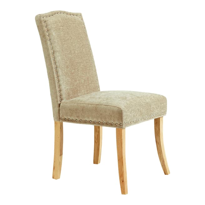 Serene Furnishings 2 X Knighstbridge Pair Of Fudge Fabric Dining Chairs Oak Legs