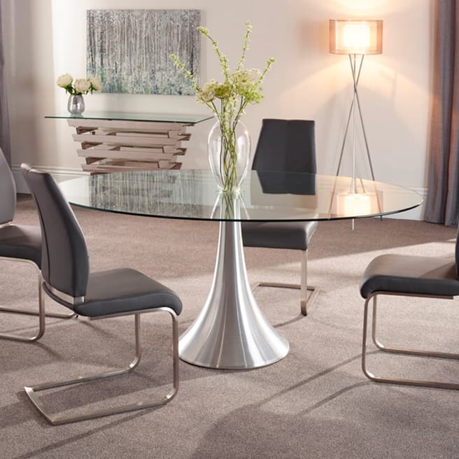 Serene Furnishings Cadiz Contemporary Oval Dining Table Aluminium