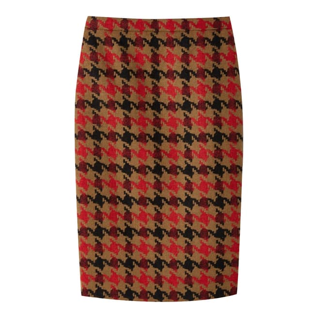 Pure Collection Camel Giant Dogtooth Wool Pencil Skirt