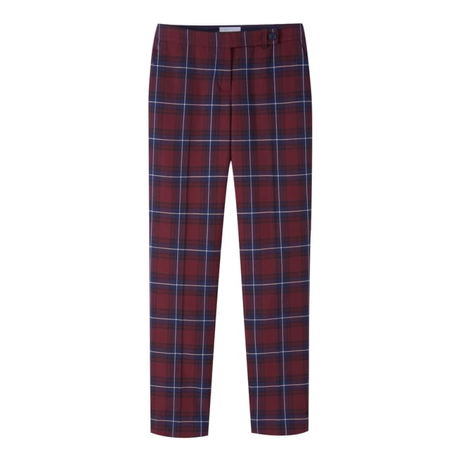 Pure Collection Navy/Burgundy Tailored Ankle Length Trousers