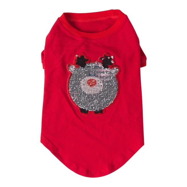 House Of Paws Reversible Sequin Rudolph Top 41cm