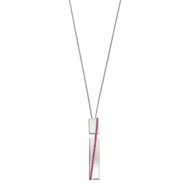 Fiorelli Silver Purple CZ Bar Pendant Necklace