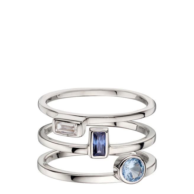 Fiorelli Silver Blue Cz Stacking Rings
