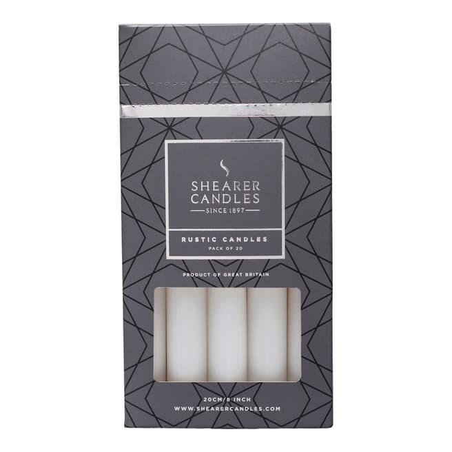 Shearer Candles White Rustic Dining Candles 20 Pack