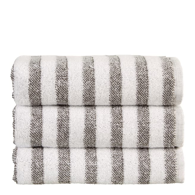Christy Soho Stripe Pair of Hand Towels, Granite