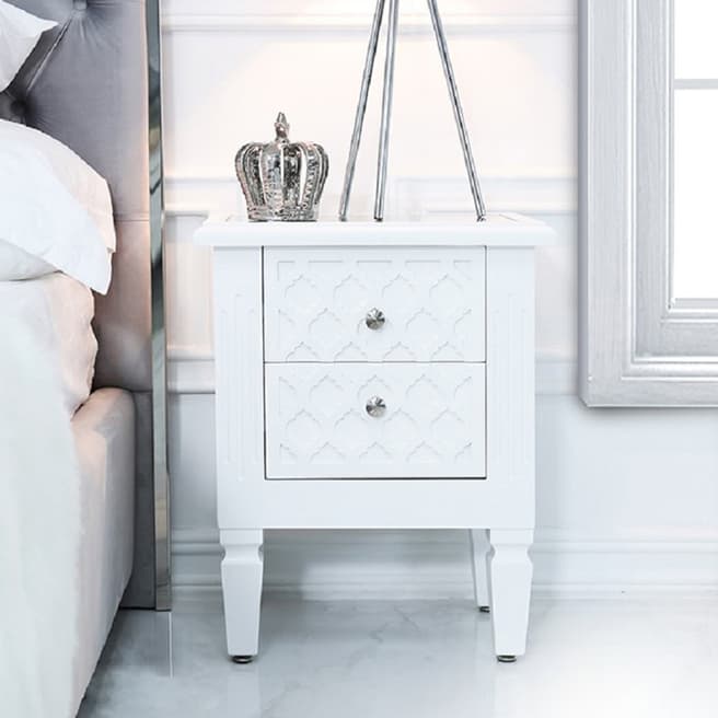 Home Boutique Shoreditch House White Wood Bedside Cabinet