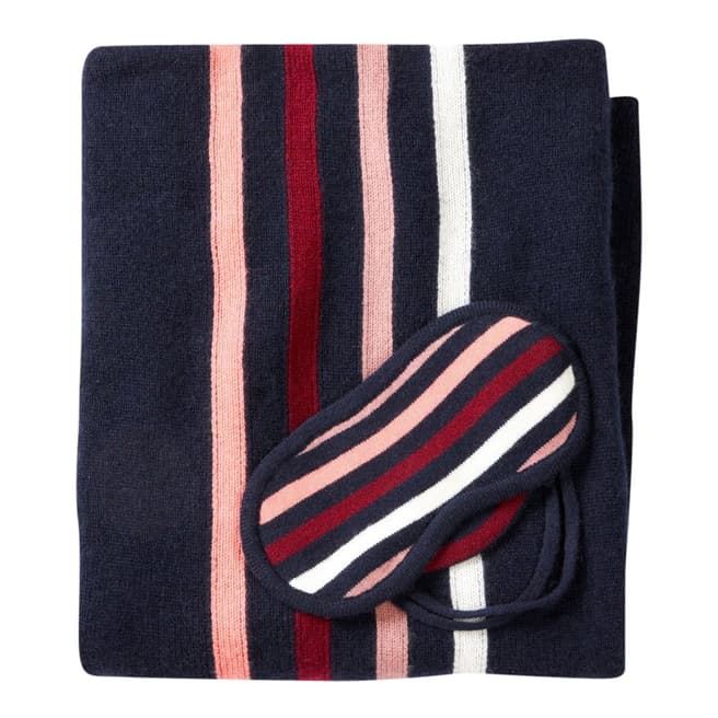 Pure Collection Navy Stripe Cashmere Travel Set