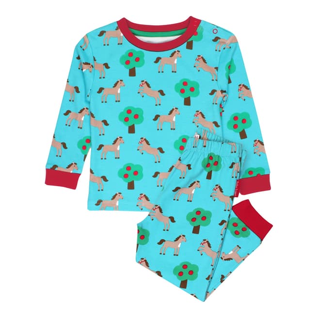 Toby Tiger Blue Horse Print Pyjamas