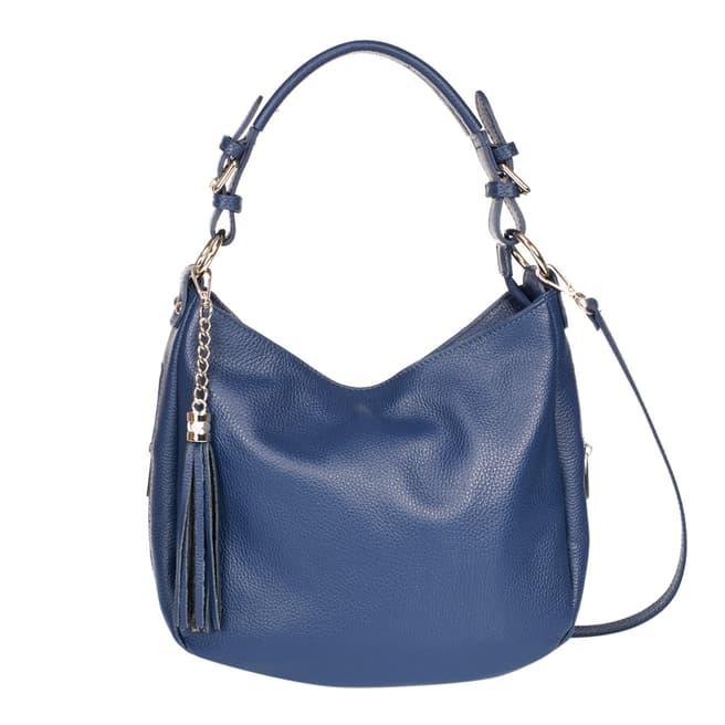 Massimo Castelli Blue Leather Shoulder Bag