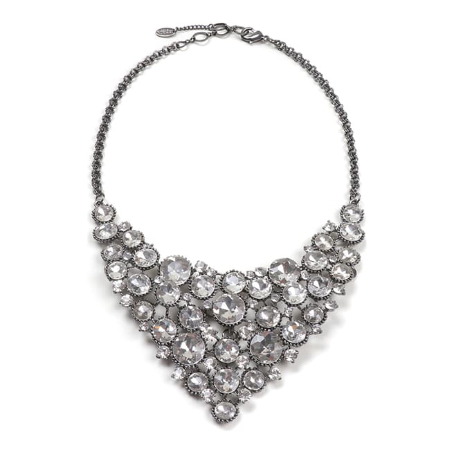 Amrita Singh Gunmetal/Clear Bib Necklace