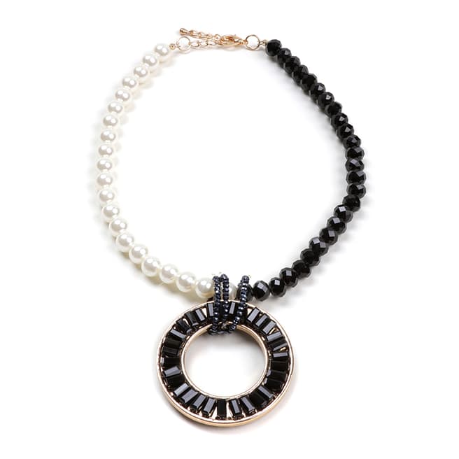 Amrita Singh Black Circle Pendant Pearl Necklace