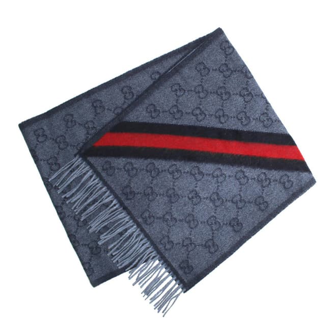 Gucci Blue/Red Gucci Wool Stripe Scarf