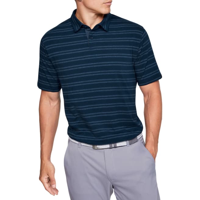 Under Armour Navy Charged Cotton Scramble Stripe Polo