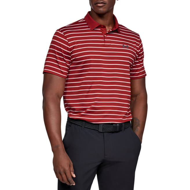 Under Armour Red Performance Polo 2.0 Divot Stripe