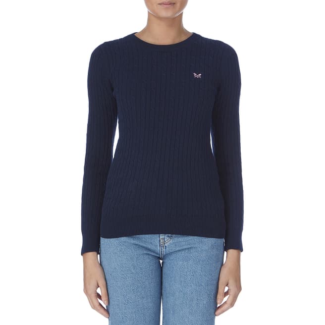 Crew Clothing Navy Cotton Cable Crew Jumper