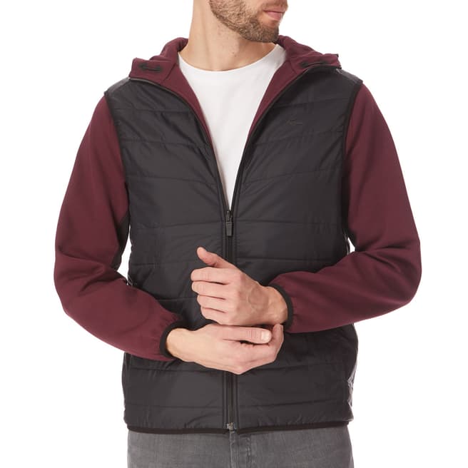 Lacoste Burgundy/Black Quilted Jersey Jacket