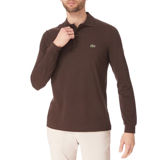 Lacoste Brown Long Sleeve Classic Cotton Polo Shirt