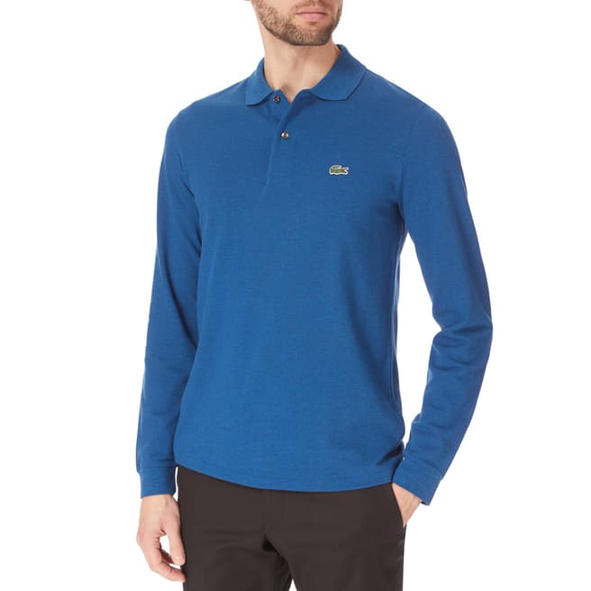 Lacoste Blue Marl Long Sleeve Cotton Polo Shirt