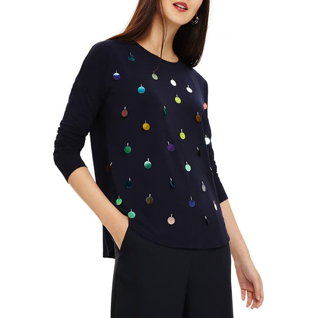Phase Eight Navy Suky Sequin Top