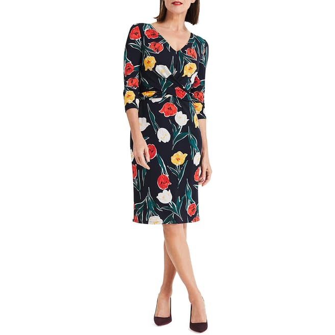 Phase Eight Navy Floral Printed Nicole  Dress
