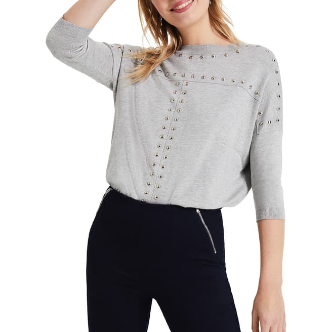 Phase Eight Grey Serena Stud Knit Top
