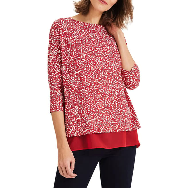 Phase Eight Red/Ivory Hester Top