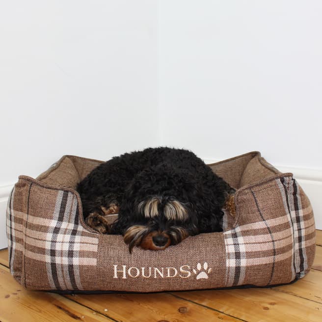 Hounds Brown Check Print Bed 43x35x17cm