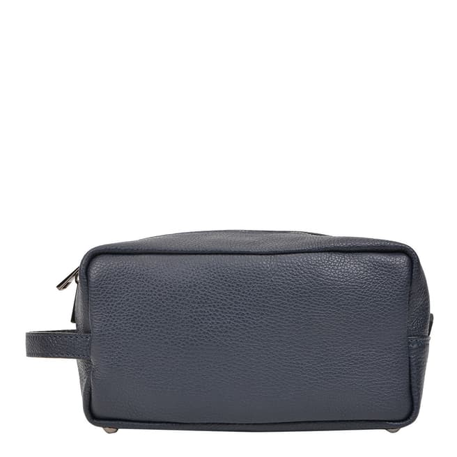 Carla Ferreri Navy Leather Cosmetic Bag