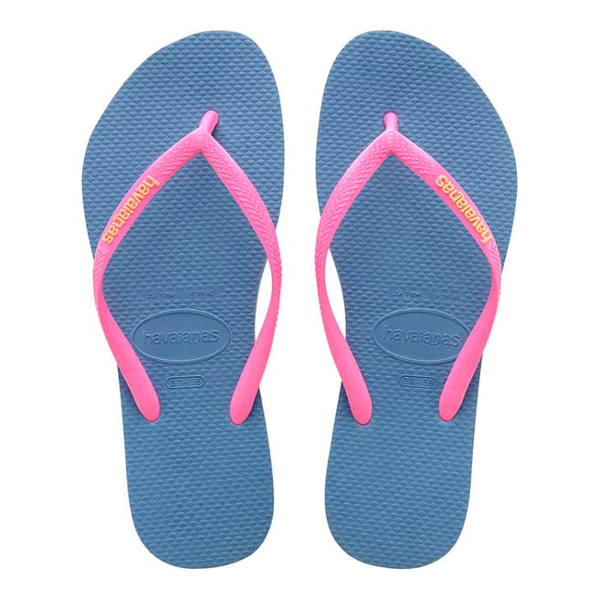 Havaianas Blue & Pink Slim Logo Flip Flop