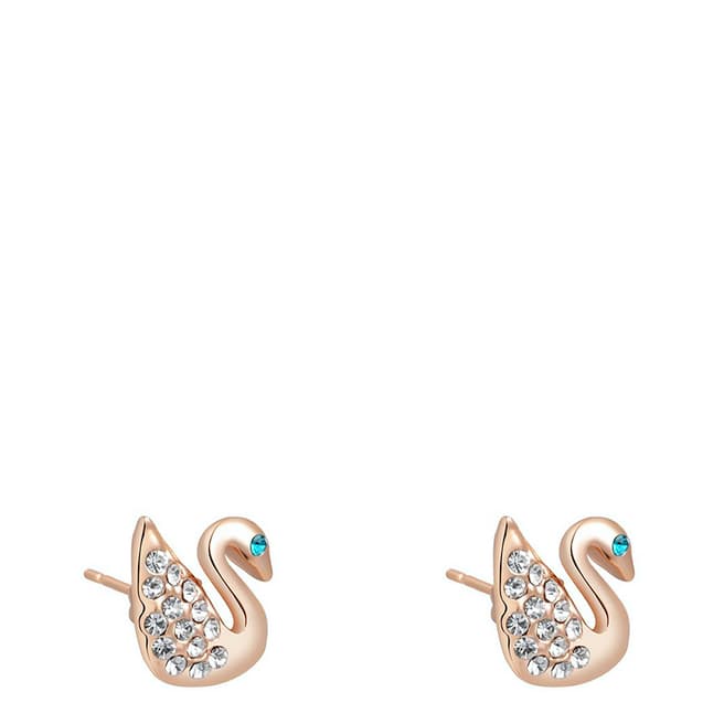 Ma Petite Amie Rose Gold Swan Earrings with Swarovski Crystals