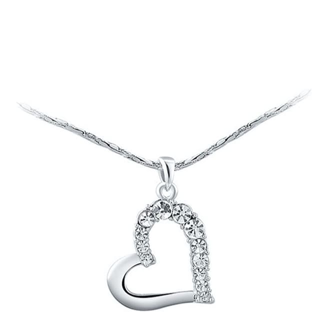 Ma Petite Amie Silver Plated Heart Necklace with Swarovski Crystals