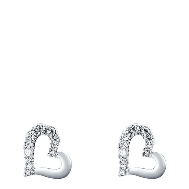 Ma Petite Amie Silver Heart Stud Earrings with Swarovski Crystals