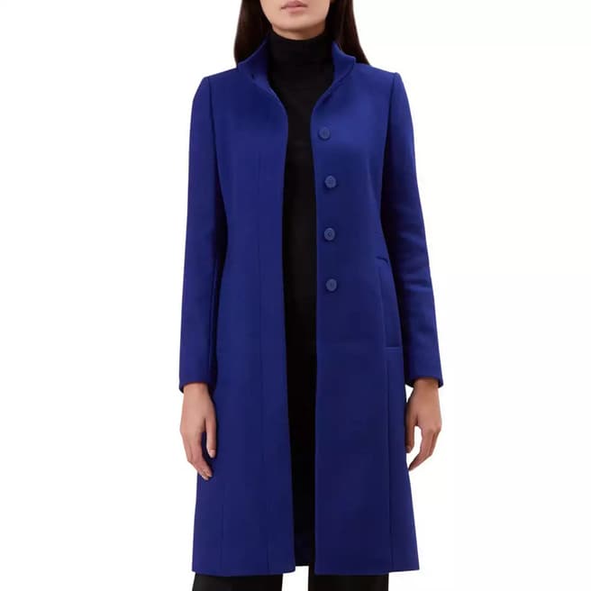 Hobbs London Blue Wool Blend Athena Coat