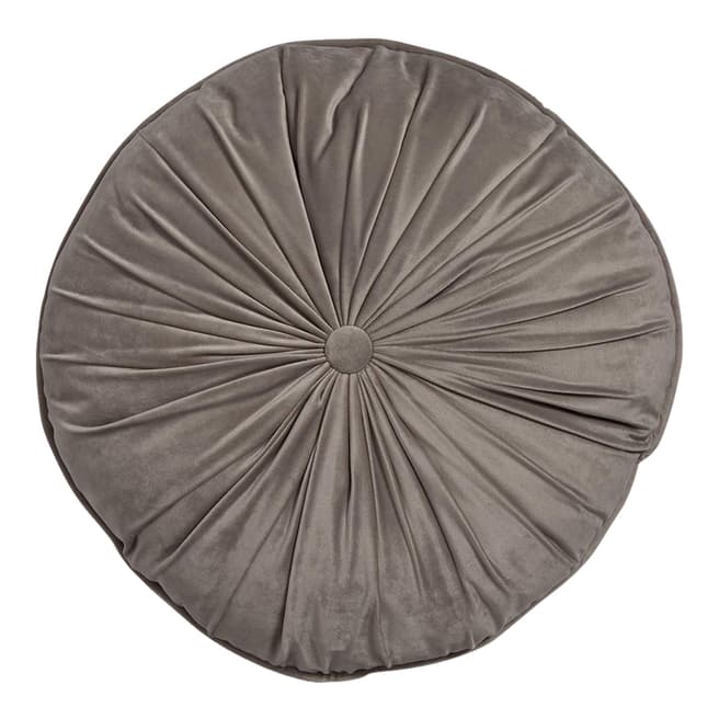The Vintage Garden Room Dove Grey Velvet Round Button Cushion 50x50cm