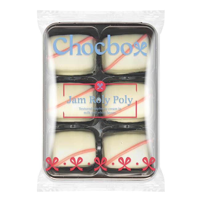 Choc Box Bundle of 6- 6 Piece Raspberry Jam Roly Poly in Milk & White Chocolate Layers