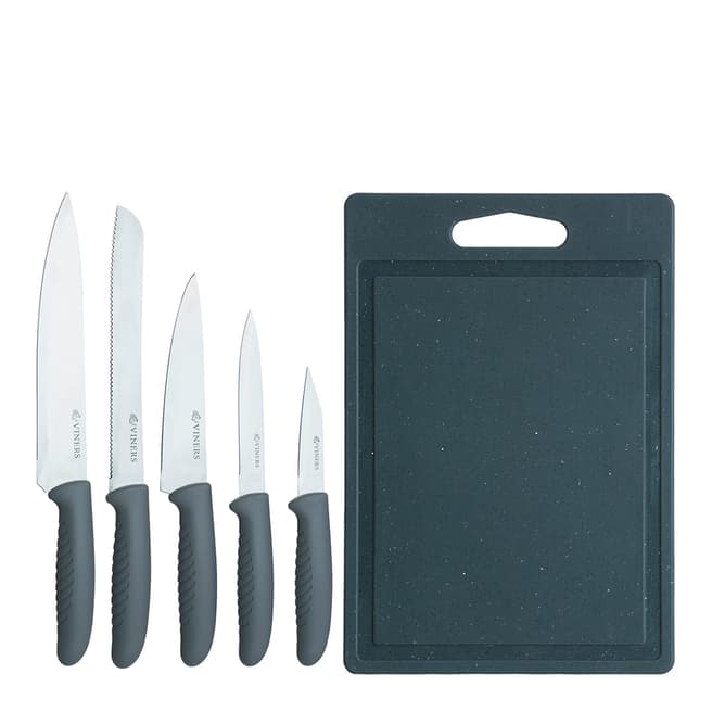 Viners 5 Piece Speckle Knife Set with Chopping Board